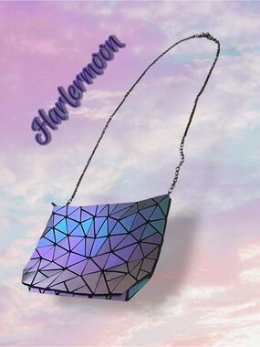 Harlermoon Geometric Luminous Crossbody Bag Purple Blue Aqua Green Reflective